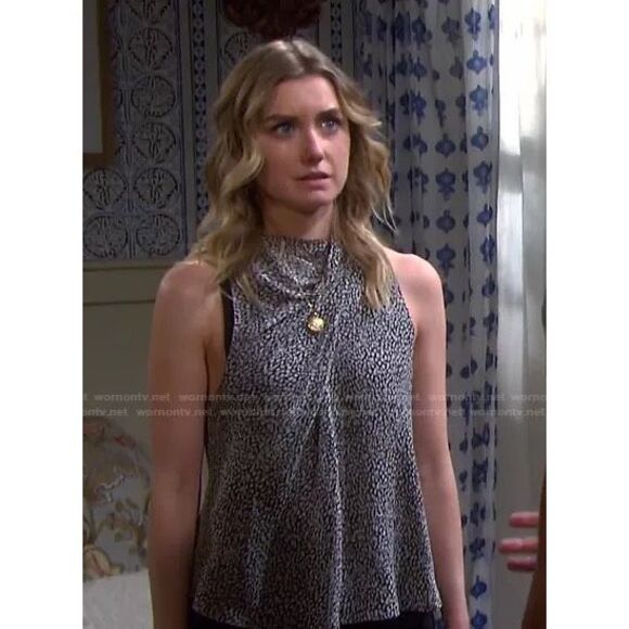 Joie Paul all Printed Pleated front 100% Silk Top mock neck size S NWT - Picture 3 of 10